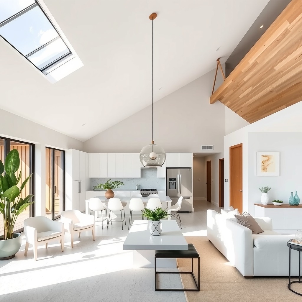 Cocina moderna remodelada de concepto abierto